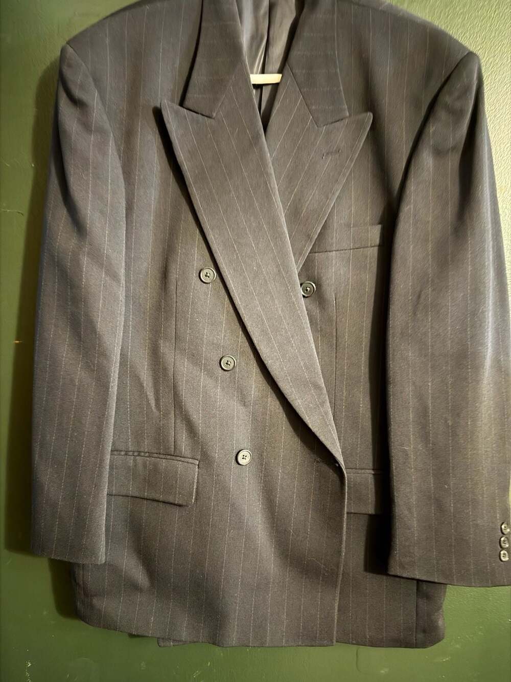 Vintage Tallia Uomo Double Breasted Pinstripe Suit Jacket